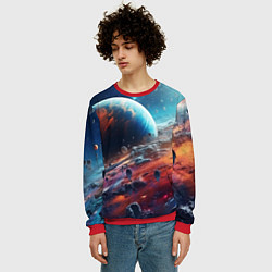 Свитшот мужской Космос фантастическая планета, цвет: 3D-красный — фото 2