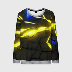 Свитшот мужской Желтый на черном неон из разлома плит, цвет: 3D-меланж