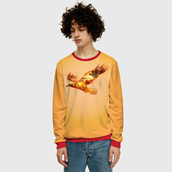 Свитшот мужской Орел с пейзажем на закате двойная экспозиция, цвет: 3D-красный — фото 2