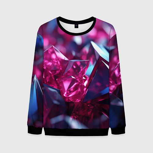 Мужской свитшот Яркие розовые хрусталики / 3D-Черный – фото 1