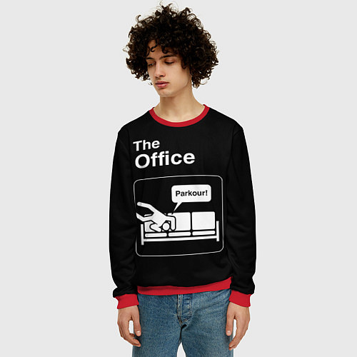 Мужской свитшот Офис и паркур / 3D-Красный – фото 3