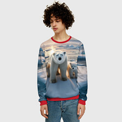 Свитшот мужской Polar bear with her cubs - ai art, цвет: 3D-красный — фото 2