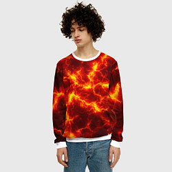 Свитшот мужской Текстура огня, цвет: 3D-белый — фото 2