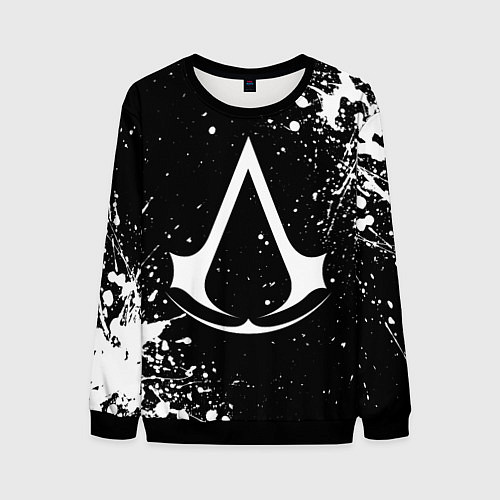 Мужской свитшот White logo of assasin / 3D-Черный – фото 1