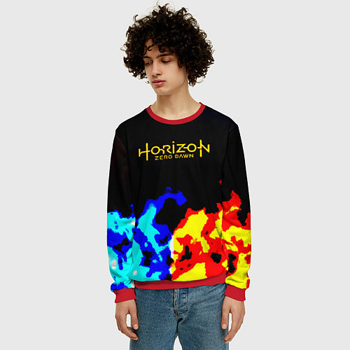 Мужской свитшот Horizon zero dawn огненный стиль / 3D-Красный – фото 3