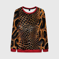 Свитшот мужской Реалистичная кожа змеи темно коричневая, цвет: 3D-красный
