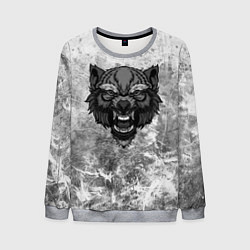 Мужской свитшот Серый волк на абстрактном фоне