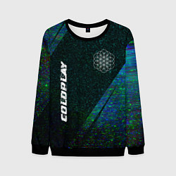 Мужской свитшот Coldplay glitch blue