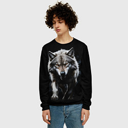 Свитшот мужской Нападающий славянский волк, цвет: 3D-черный — фото 2