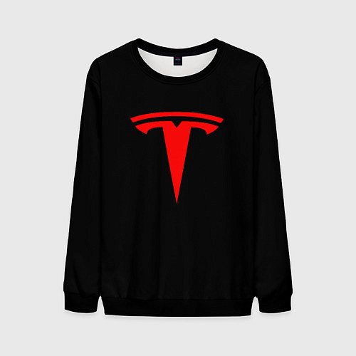 Мужской свитшот Tesla red logo / 3D-Черный – фото 1