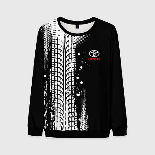Мужской свитшот Тойота - следы от шин / 3D-Черный – фото 1