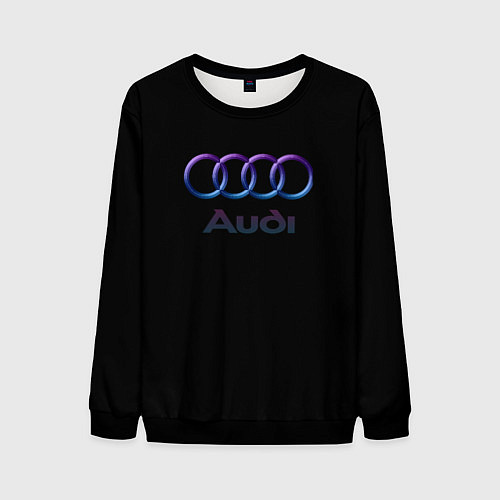 Мужской свитшот Audi neon logo / 3D-Черный – фото 1