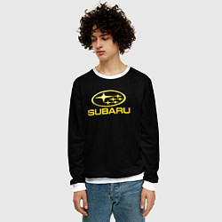Свитшот мужской Subaru logo yellow, цвет: 3D-белый — фото 2