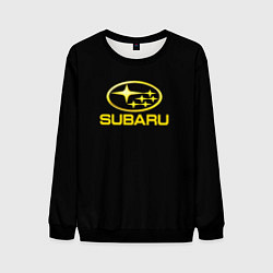 Свитшот мужской Subaru logo yellow, цвет: 3D-черный