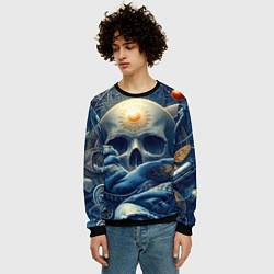 Свитшот мужской Авангардная композиция с черепом - нейросеть, цвет: 3D-черный — фото 2