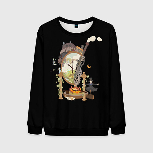 Мужской свитшот Ходячий замок: Studio Ghibli / 3D-Черный – фото 1