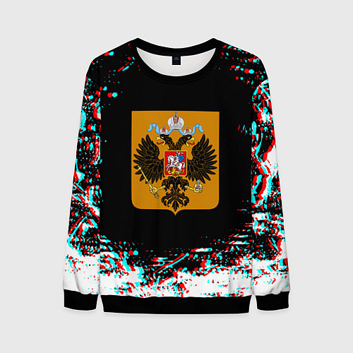 Мужской свитшот Российская империя герб глитч / 3D-Черный – фото 1