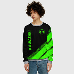 Свитшот мужской Kawasaki - logo, цвет: 3D-меланж — фото 2