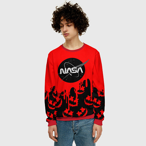 Мужской свитшот Marshmello x Nasa red / 3D-Красный – фото 3