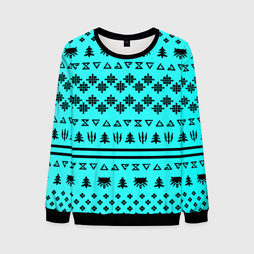 Мужской свитшот Ведьмак зимний паттерн / 3D-Черный – фото 1