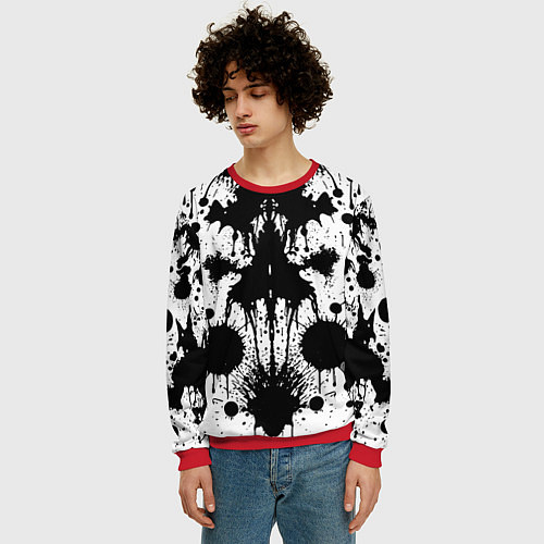 Мужской свитшот Psychedelic Rorschach test - ai art / 3D-Красный – фото 3