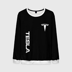 Свитшот мужской Tesla logo white, цвет: 3D-белый