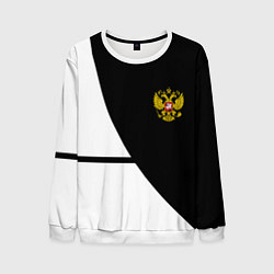 Свитшот мужской Герб РФ текстура спорт, цвет: 3D-белый