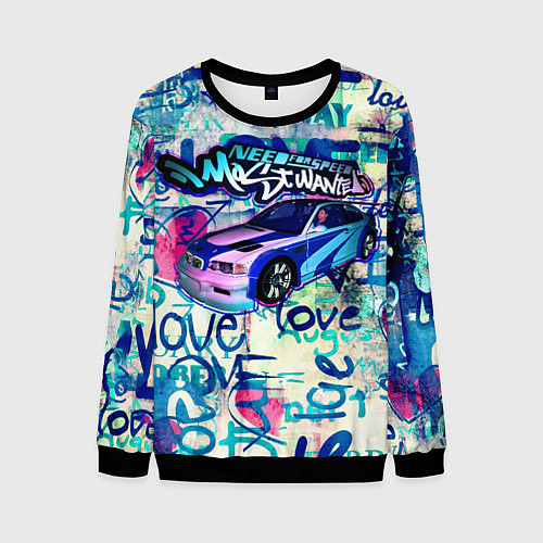 Мужской свитшот NFS Most Wanted graffitti / 3D-Черный – фото 1