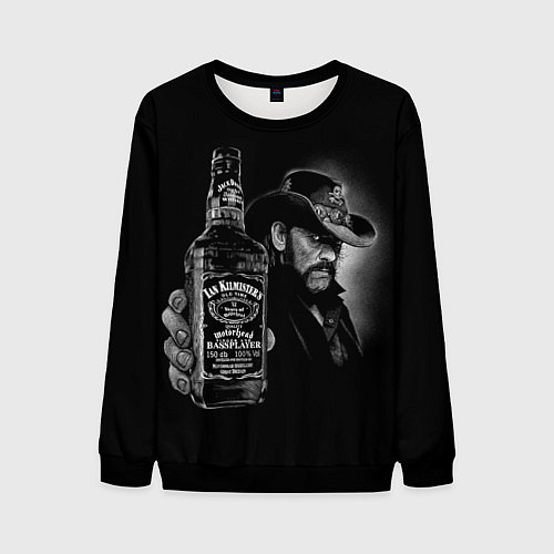 Мужской свитшот Motorhead - Ian Kilmister whiskey / 3D-Черный – фото 1