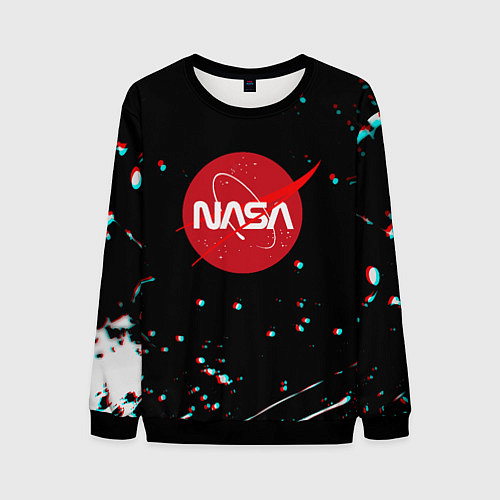 Мужской свитшот NASA glitch splash / 3D-Черный – фото 1