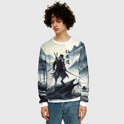 Свитшот мужской Воин самурай - призрак Цусимы, цвет: 3D-белый — фото 2
