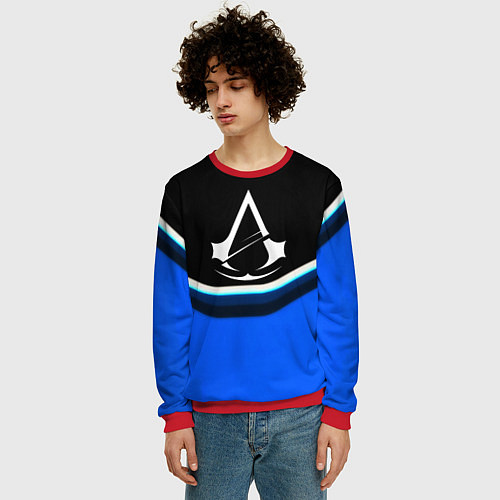 Мужской свитшот Assassins Creed logo abstergo / 3D-Красный – фото 3