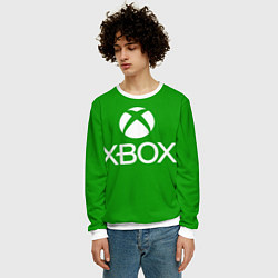 Свитшот мужской X-box logo green, цвет: 3D-белый — фото 2