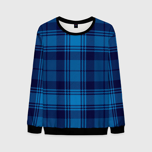 Мужской свитшот Синяя клетка / 3D-Черный – фото 1