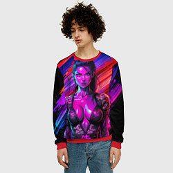 Свитшот мужской Девушка самурай в откровенном костюме, цвет: 3D-красный — фото 2