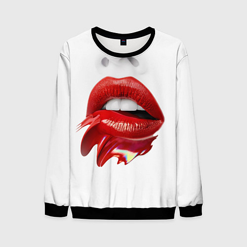 Мужской свитшот Цветные губы / 3D-Черный – фото 1