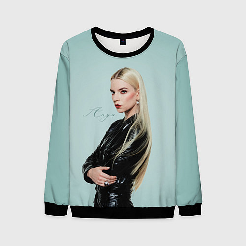Мужской свитшот Anya Taylor - Joy - actress / 3D-Черный – фото 1