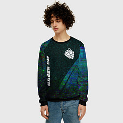 Свитшот мужской Green Day glitch blue, цвет: 3D-черный — фото 2