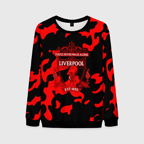 Мужской свитшот Liverpool камуфляжный стиль / 3D-Черный – фото 1