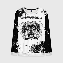 Свитшот мужской Disturbed - рок пес, цвет: 3D-белый