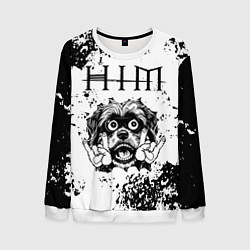 Свитшот мужской HIM - рок пес, цвет: 3D-белый