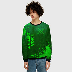 Свитшот мужской A Silent Voice - green gradient вертикально, цвет: 3D-черный — фото 2