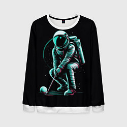 Свитшот мужской Космонавт играет в гольф, цвет: 3D-белый