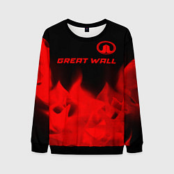 Свитшот мужской Great Wall - red gradient посередине, цвет: 3D-черный