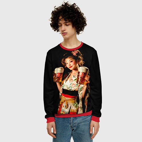 Мужской свитшот Японское пиво / 3D-Красный – фото 3