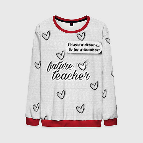 Мужской свитшот Надпись будущий учитель / 3D-Красный – фото 1