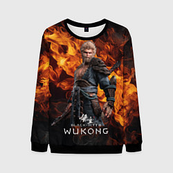 Свитшот мужской Король обезьян Black Myth Wukong fire, цвет: 3D-черный