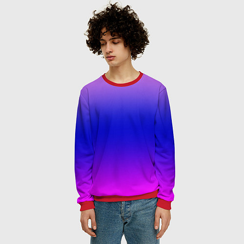 Мужской свитшот Неоновая градиент абстракция / 3D-Красный – фото 3