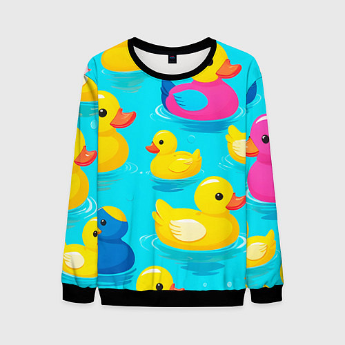 Мужской свитшот Плавающие уточки / 3D-Черный – фото 1