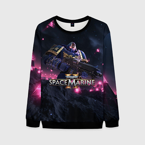 Мужской свитшот Темный ультрамарин Warhammer 40000 space marine 2 / 3D-Черный – фото 1